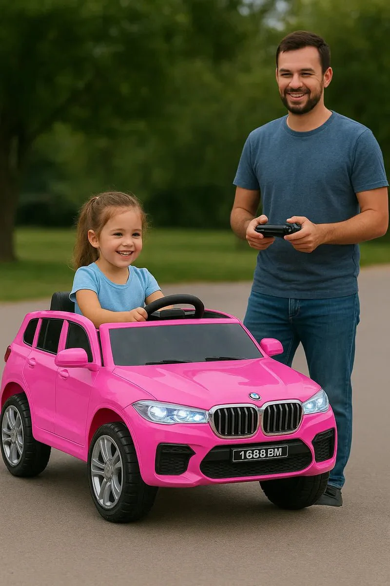 Camioneta Electrica Infantil Tipo Bmw Rosada Luces Y Sonido Rosa - Image 3