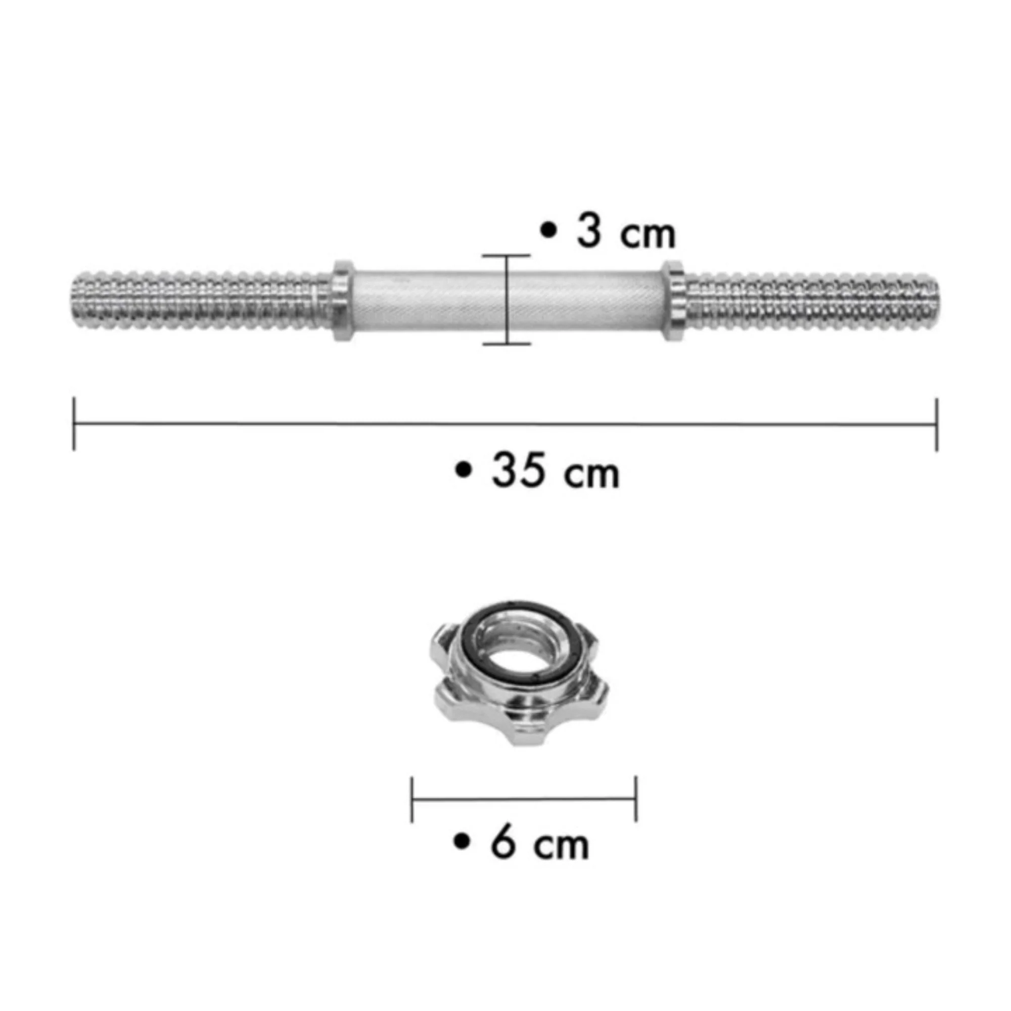 Combo de 2 Mancuernas de acero cromado 35cm/ diametro 3cm - Image 3