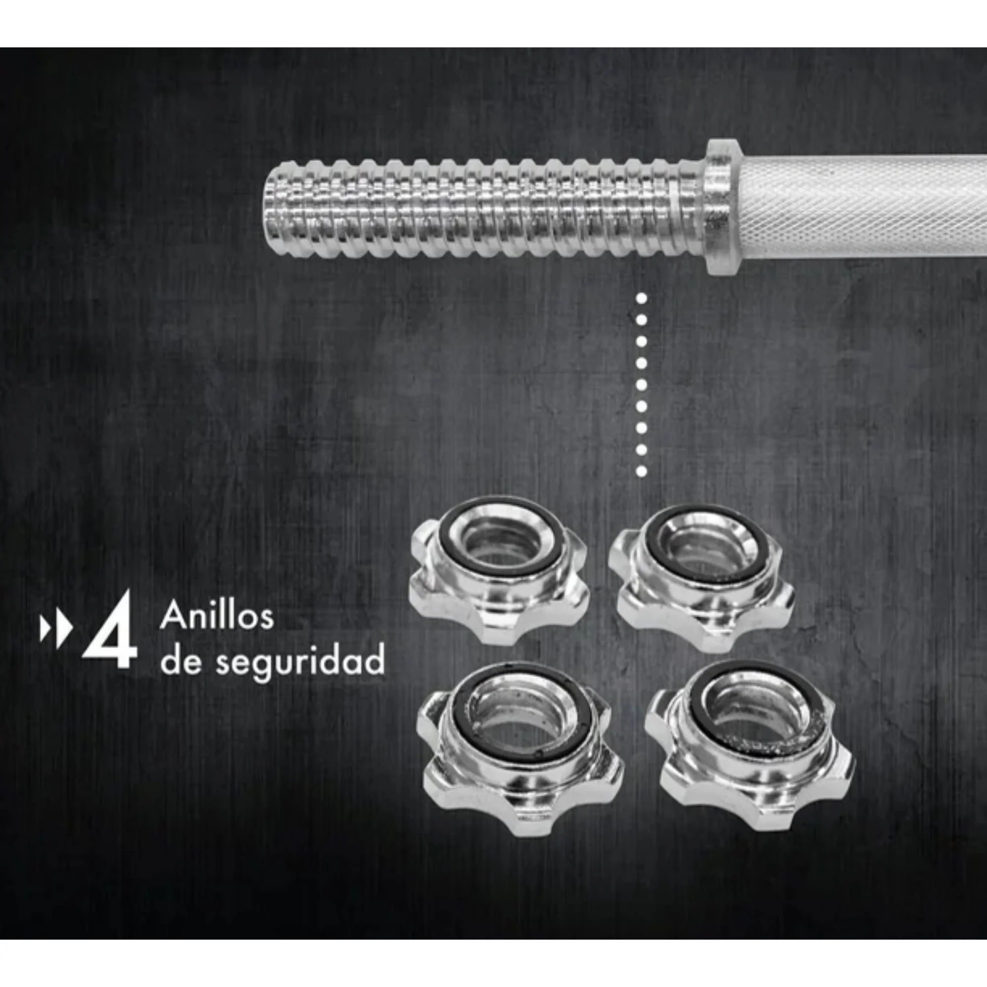 Combo de 2 Mancuernas de acero cromado 35cm/ diametro 3cm - Image 4