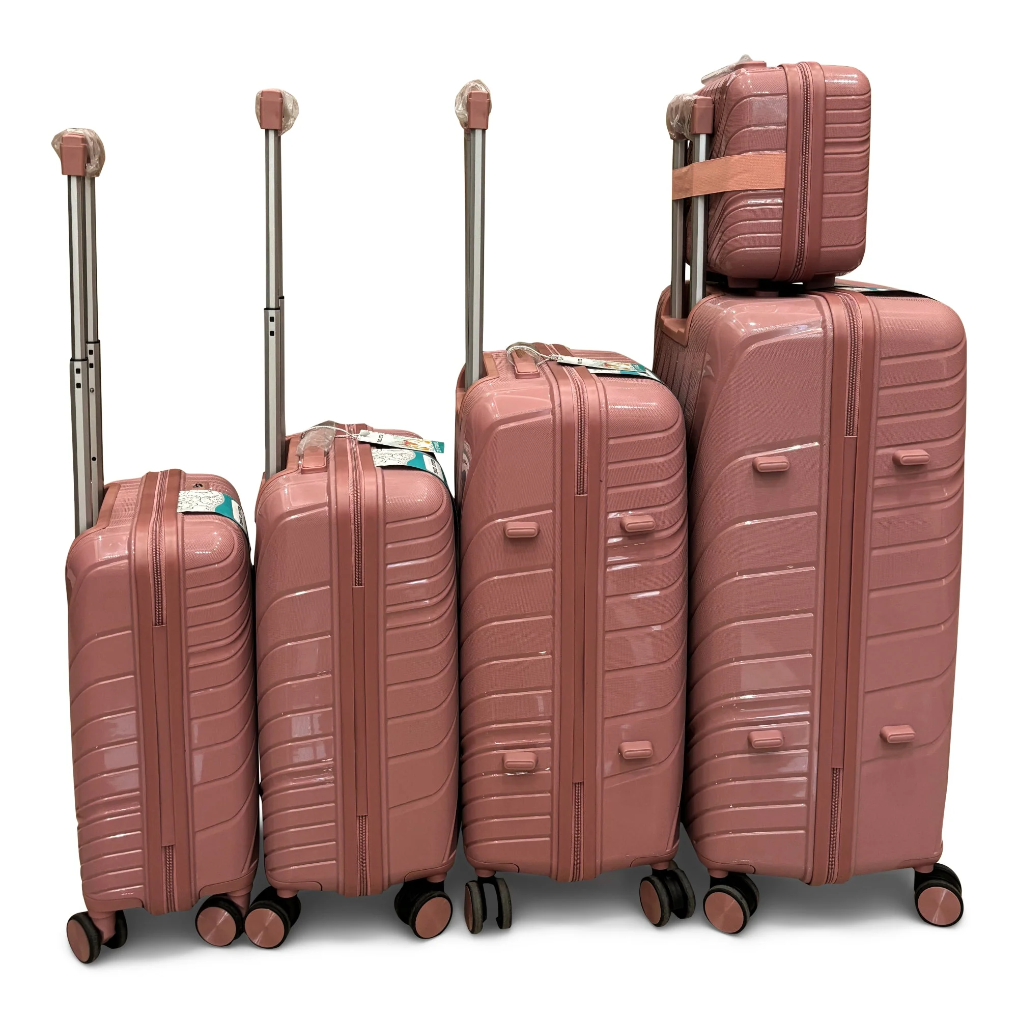 Combo de Maletas de Viaje Travel System 5 Tamaños Seguro TSA Rosado - Image 4