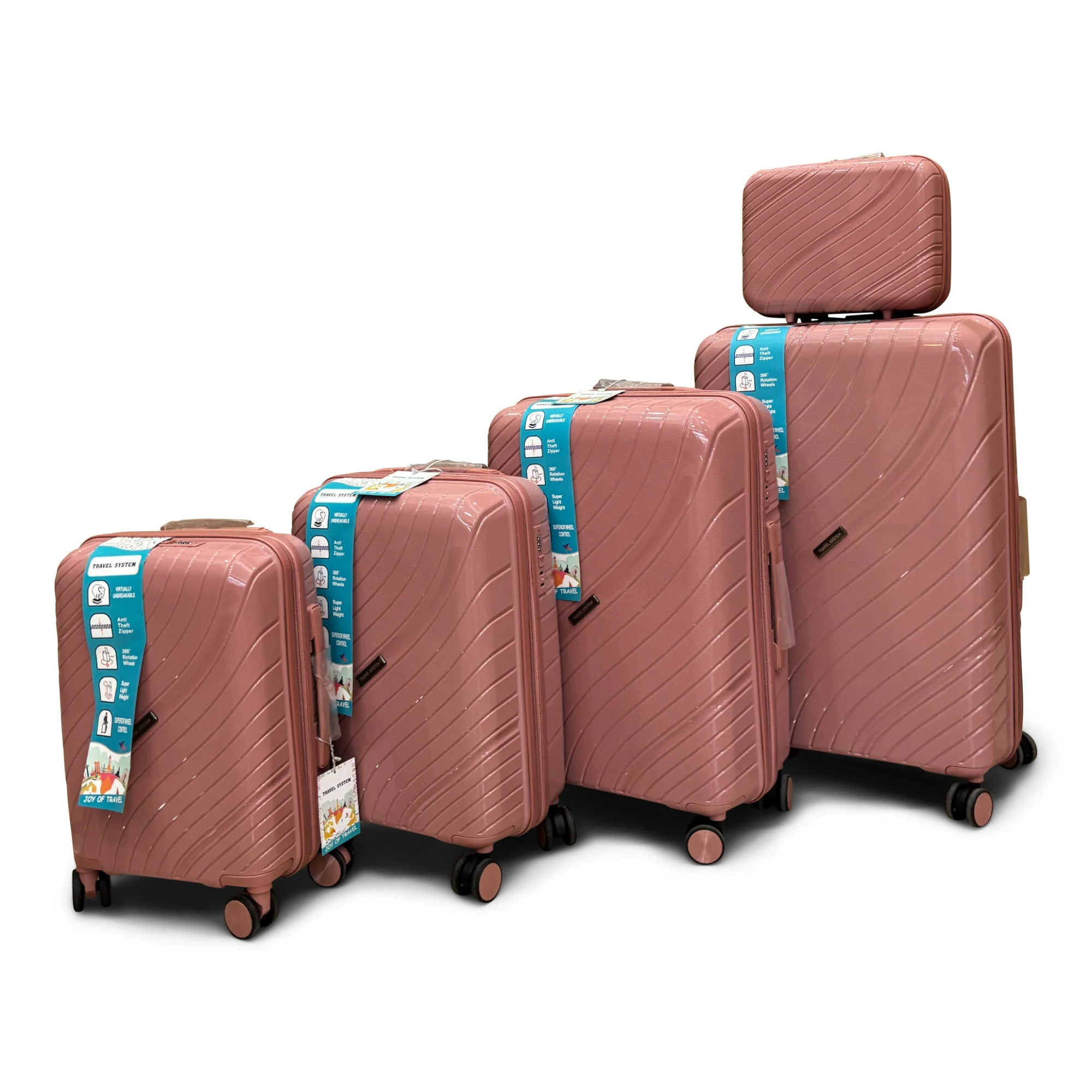 Combo de Maletas de Viaje Travel System 5 Tamaños Seguro TSA Rosado - Image 6