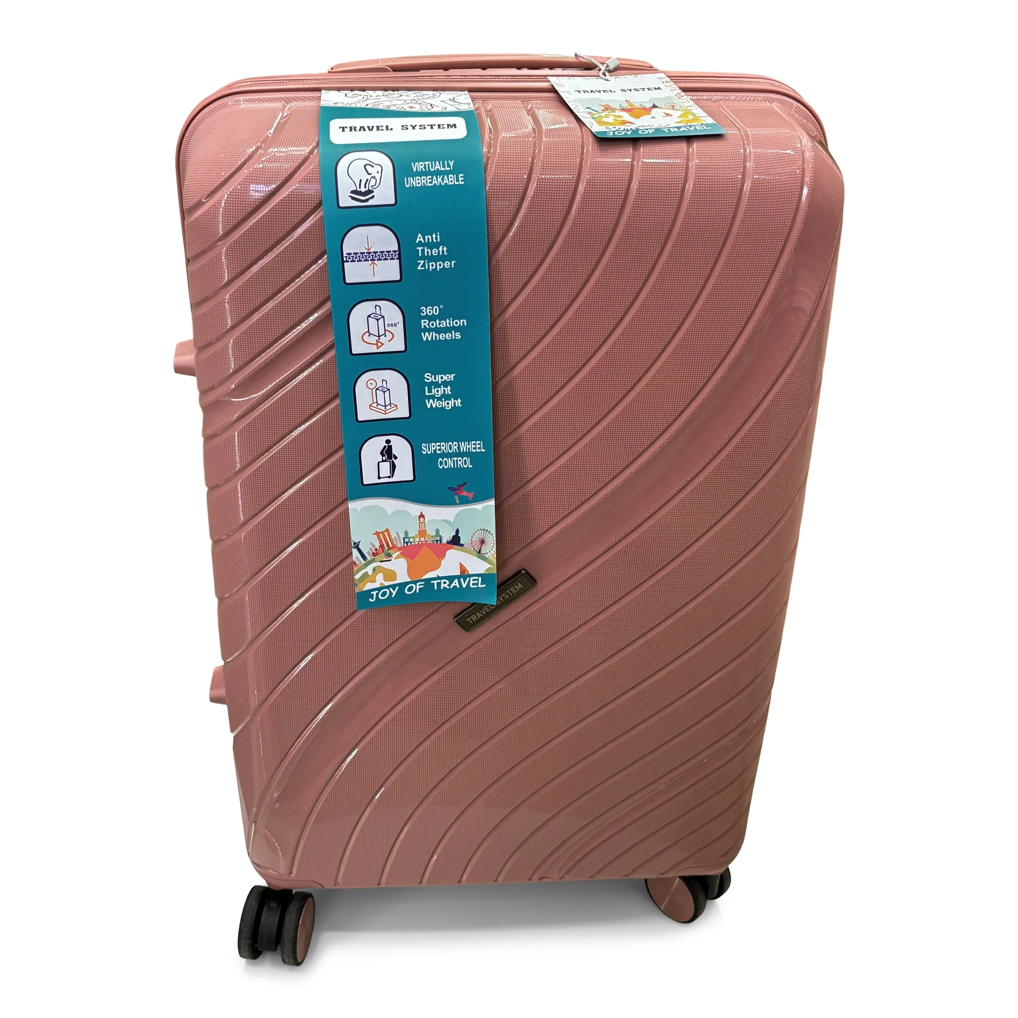 Combo de Maletas de Viaje Travel System 5 Tamaños Seguro TSA Rosado - Image 8