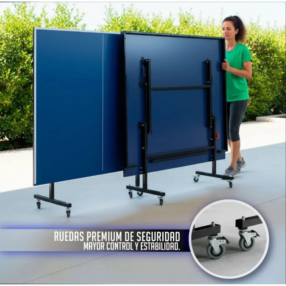 Mesa De Ping Pong Profesional 18mm Color Azul claro Con Ruedas - Image 3