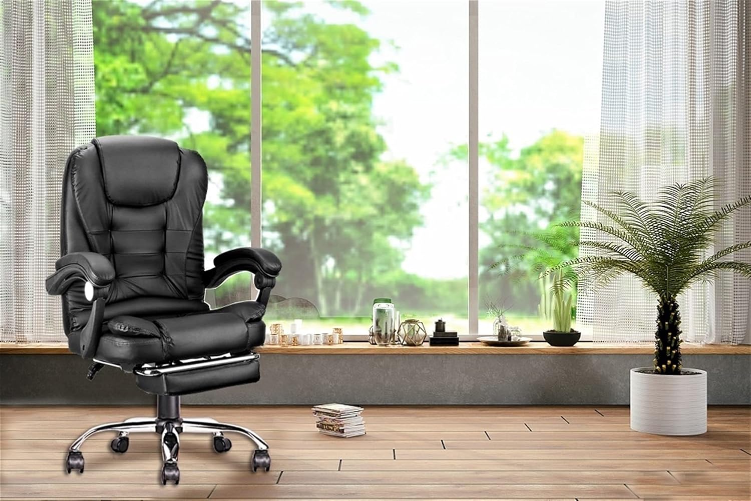 Silla De Oficina Gerencial Ecocuero Ergonomica Ajuste de Altura Con Posapie - Image 8