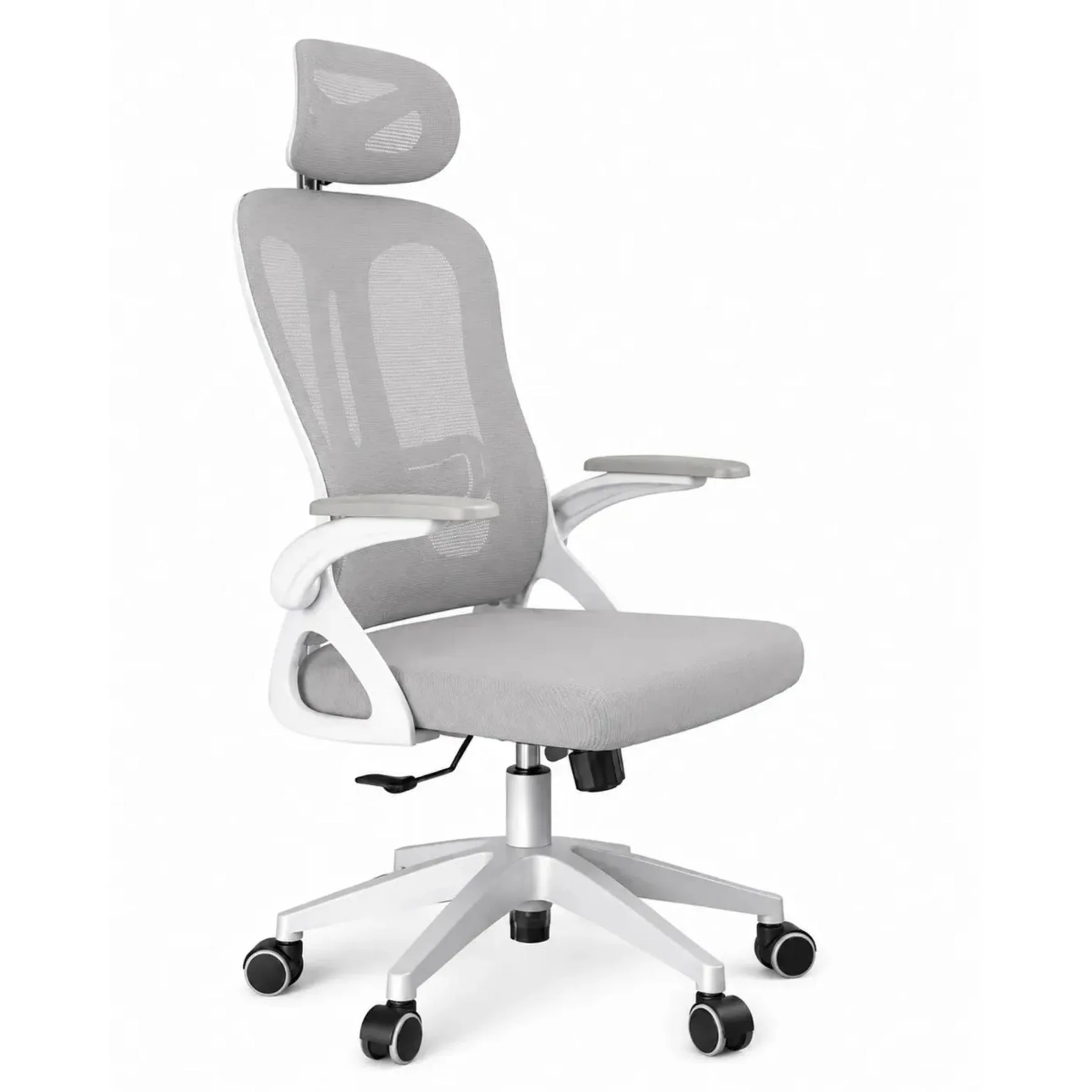 Silla Oficina Ergonomica Reclinable Ajuste Altura Posacabeza Gris Nylon / Policarbonato / Metal - Image 5