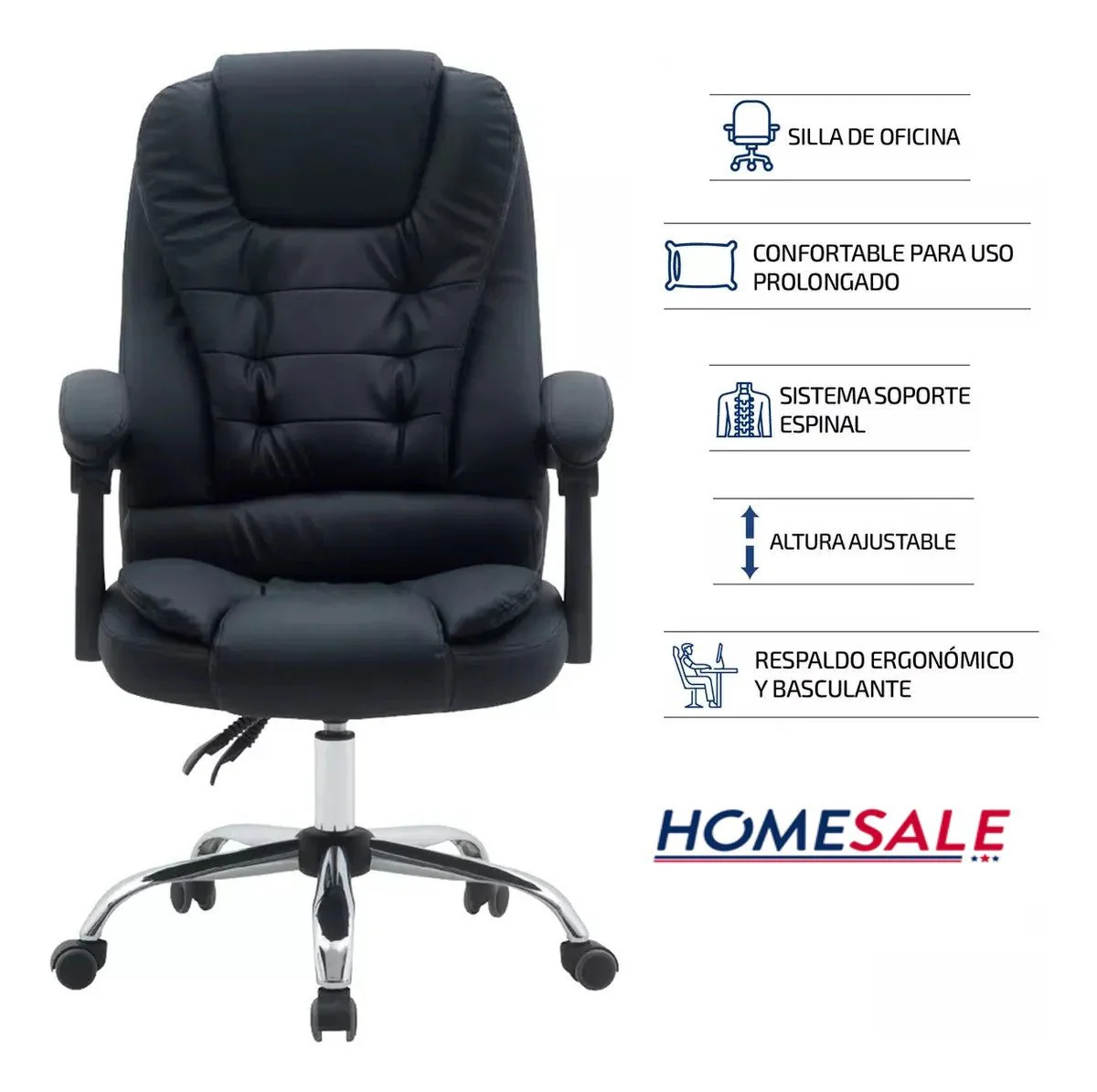 Silla Para Oficina sillón Gerencial Ecocuero Reclinable Altura Regulable - Image 6