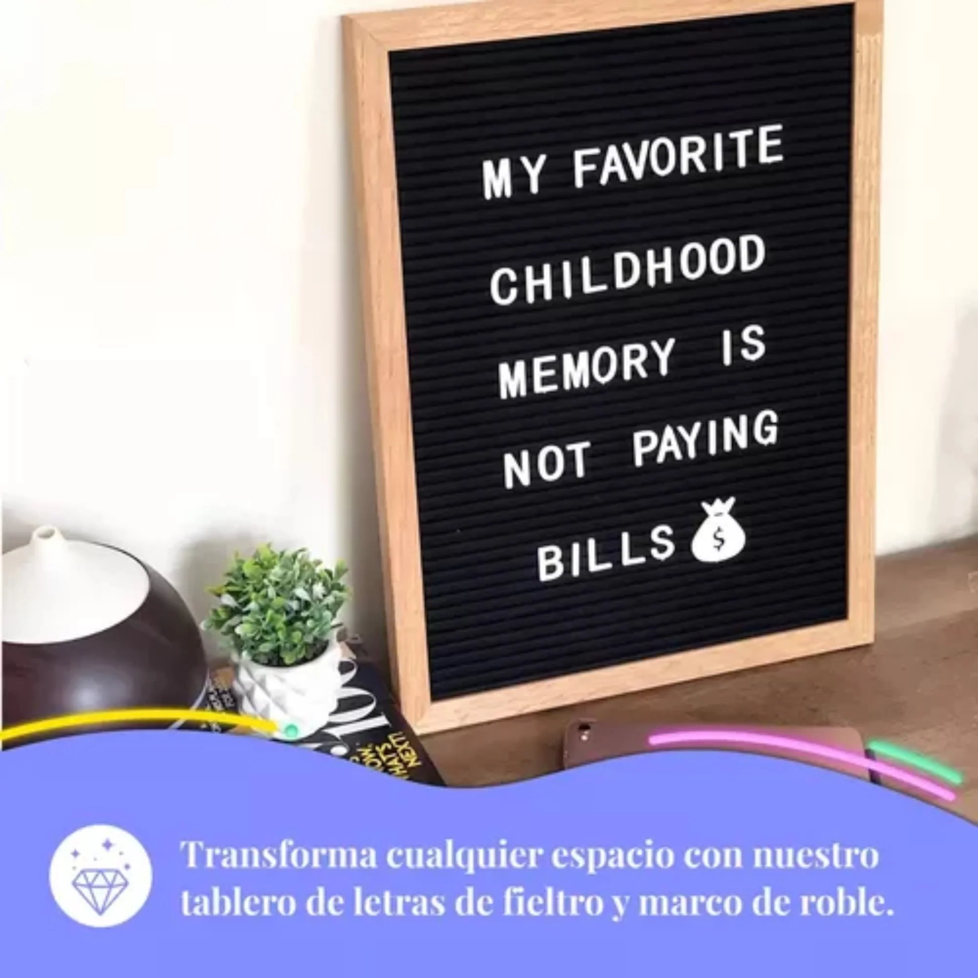 Tablero Pizarra Cartelera Decorativo Mensajes Color Negro - Image 3